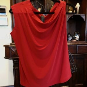 Norma Kamali asymmetrical off shoulder blouse in deep red. Size medium. NWOT